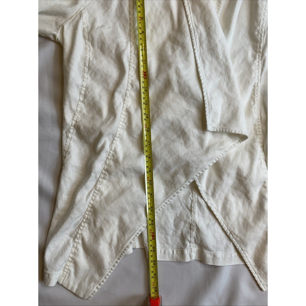 Not Your Daughters Jeans Linen Jacket Small White Waterfall Draped Open Coastal - Picture 4 of 9